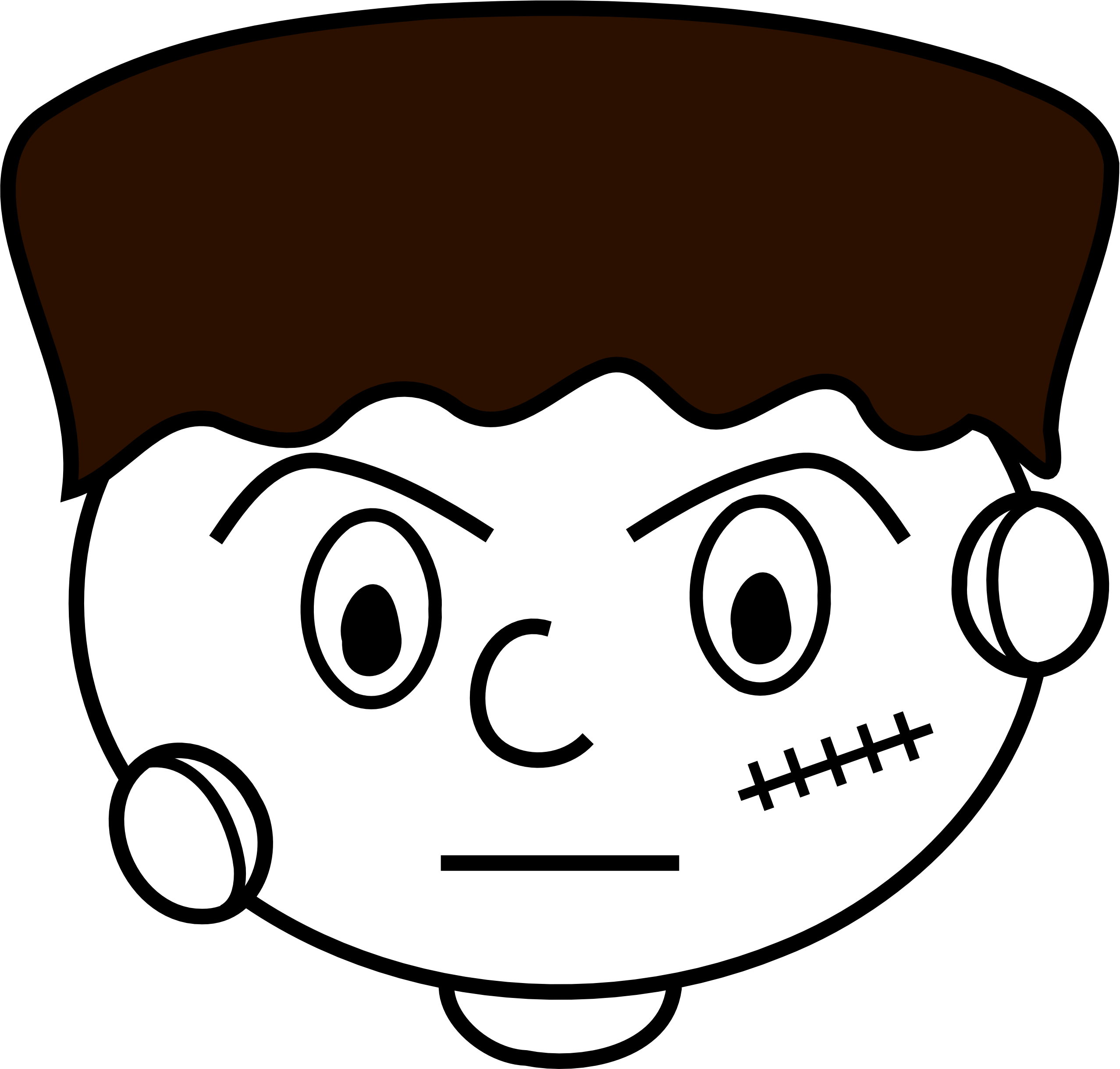 Black - And - White - Frankenstein - Clipart - Black And White Frankenstein Clipart (2555x2437)