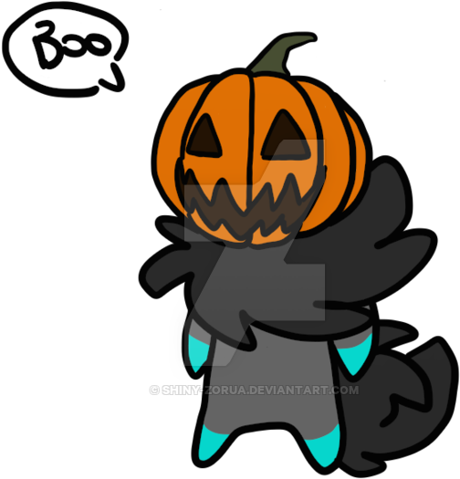 Pumpkin Head By Shiny-zorua - Halloween Shiny Zorua (600x620)