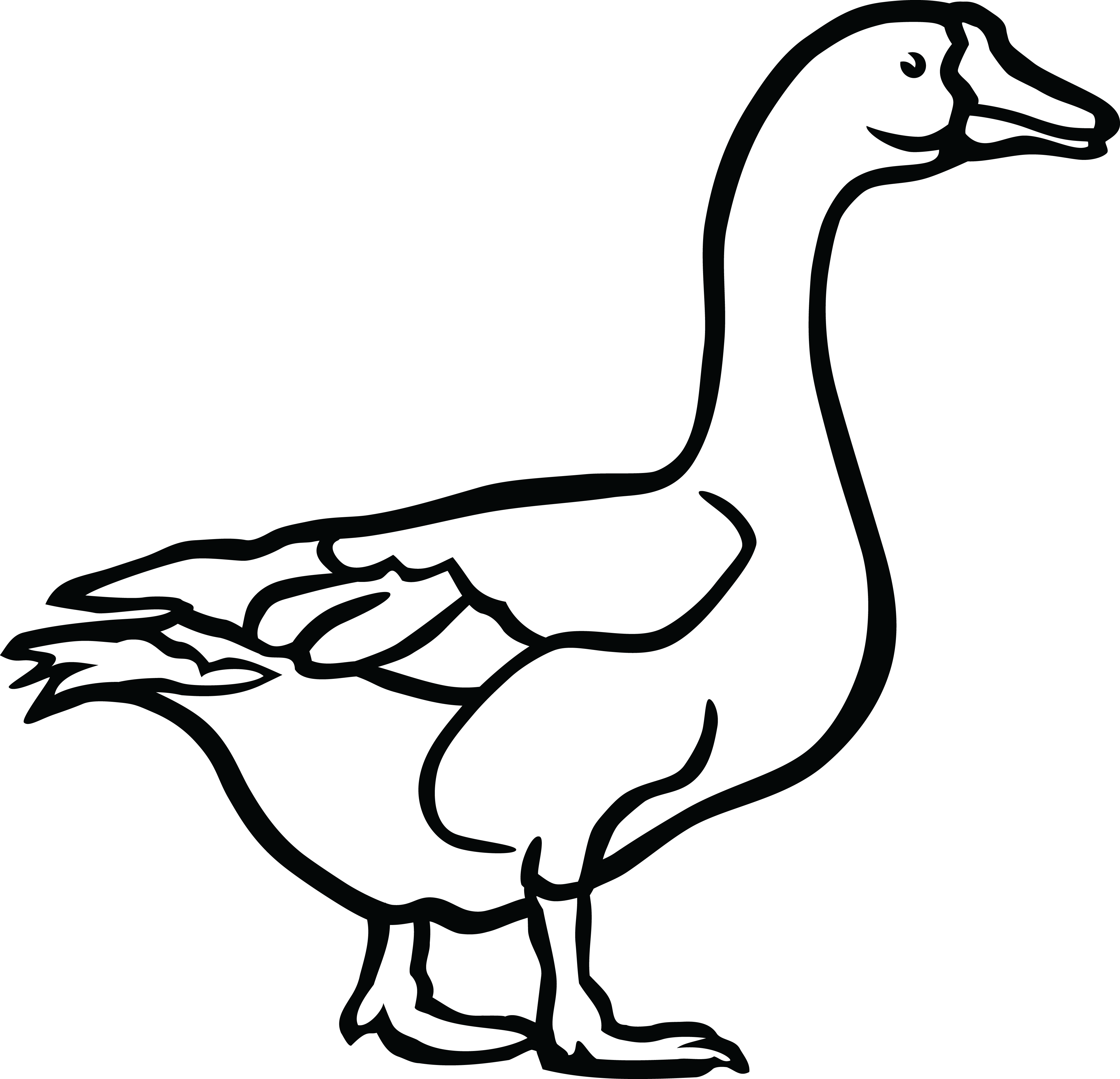 Free Clipart Of A Goose In Black And White - Goose Black And White Clipart (4000x3853)