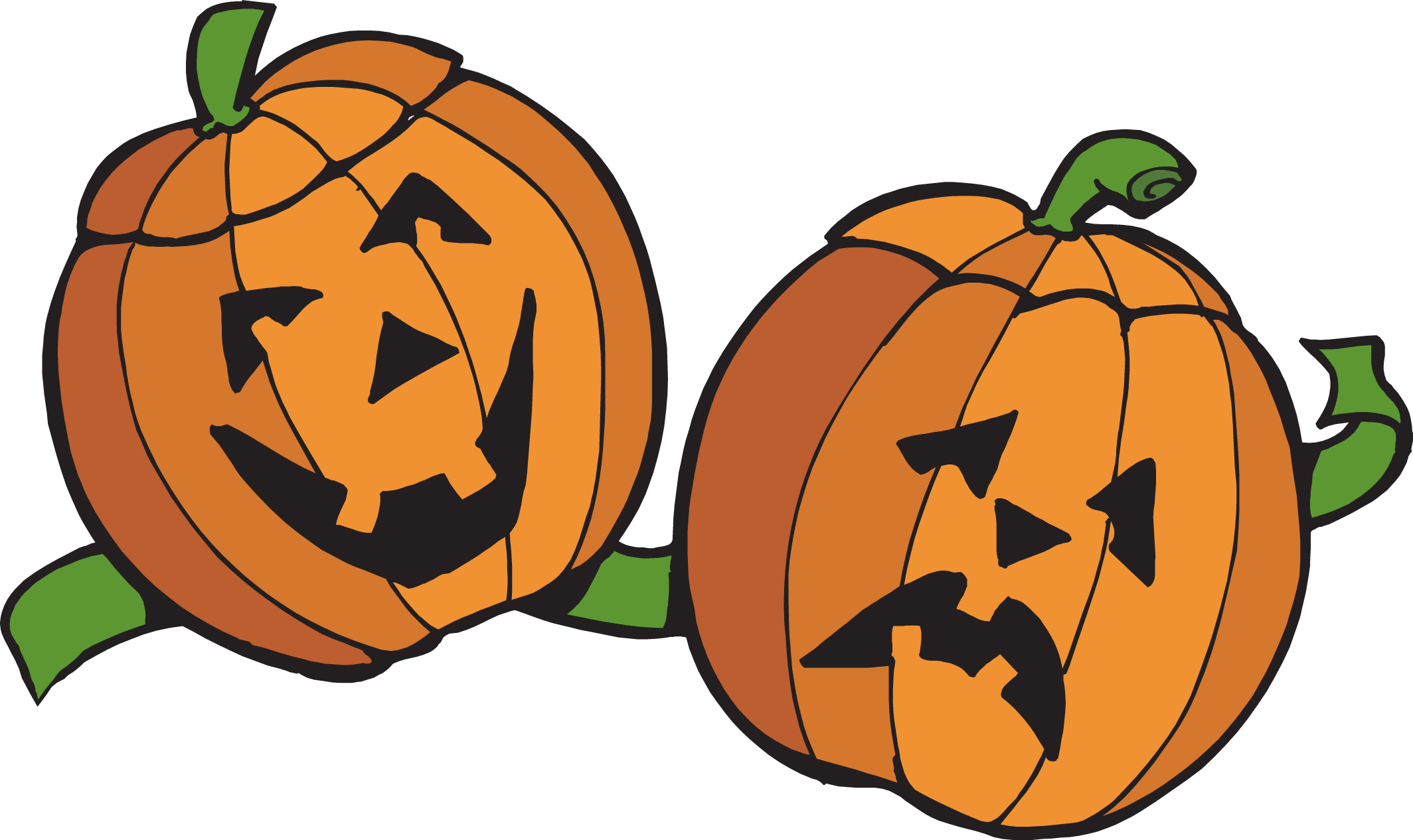 Jack O ' Lantern Pumpkins Clipart - Happy Pumpkin Sad Pumpkin (2128x1266)