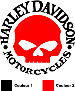 Harley Davidson Skull 2 Colors Motorcycle Sticker - Harley-davidson Motor Company (350x350)