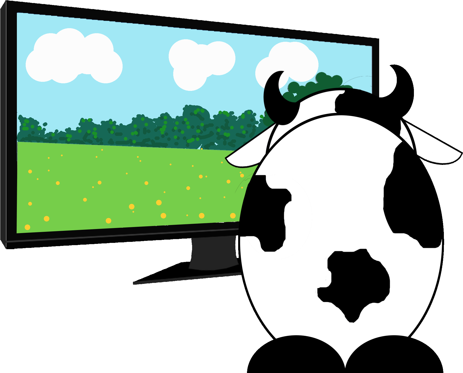 Tv-cow - Cartoon (3000x2100)