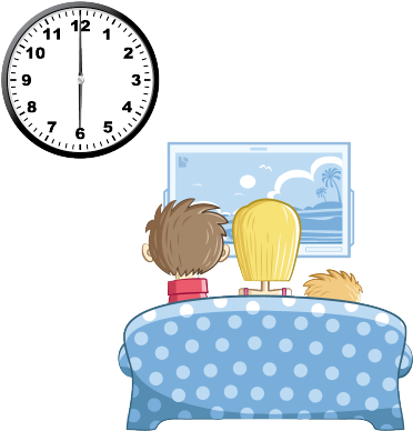 Watching Television At 6 O'clock At Night - Horloges Vierges À Compléter (400x397)