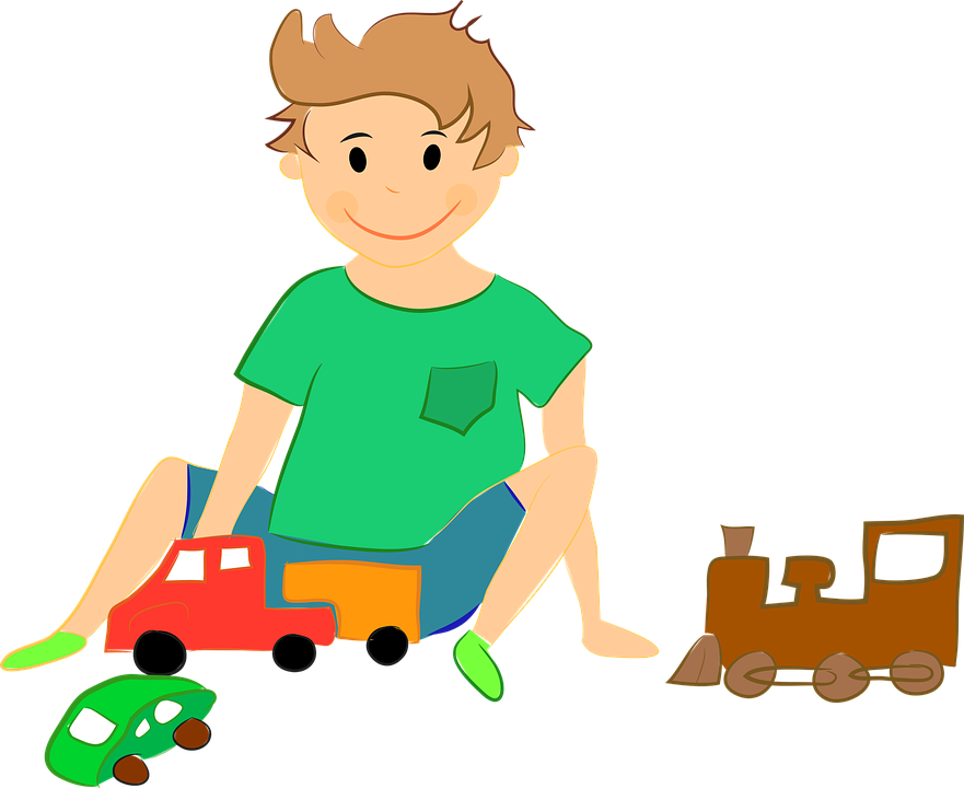 Playspace - Boy Playing Toys Cartoon (881x720)