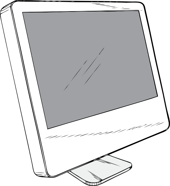 Display - Clipart - Drawing Of An Apple Computer (546x598)