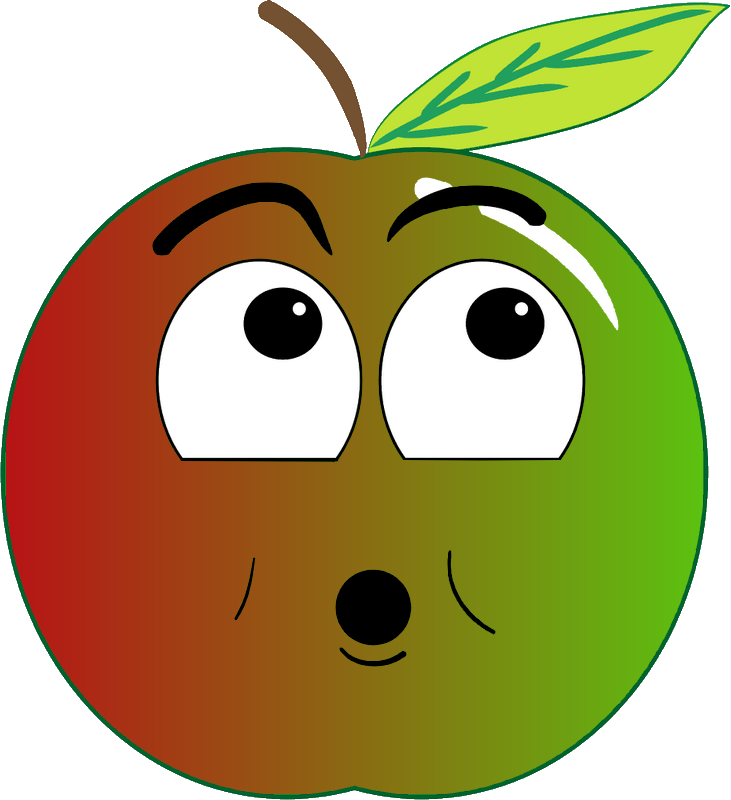 Fruit Pomme Vert Rouge Surpris - Emoticon (731x800)