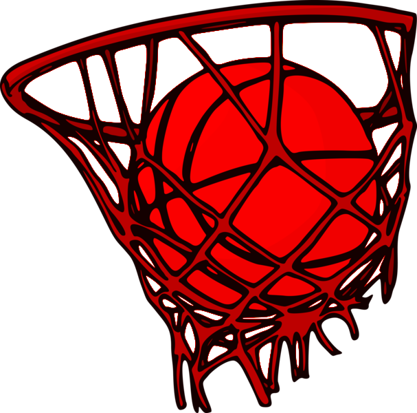 Basketball Inside Of Basketball Net - Basketball Vector (607x600)