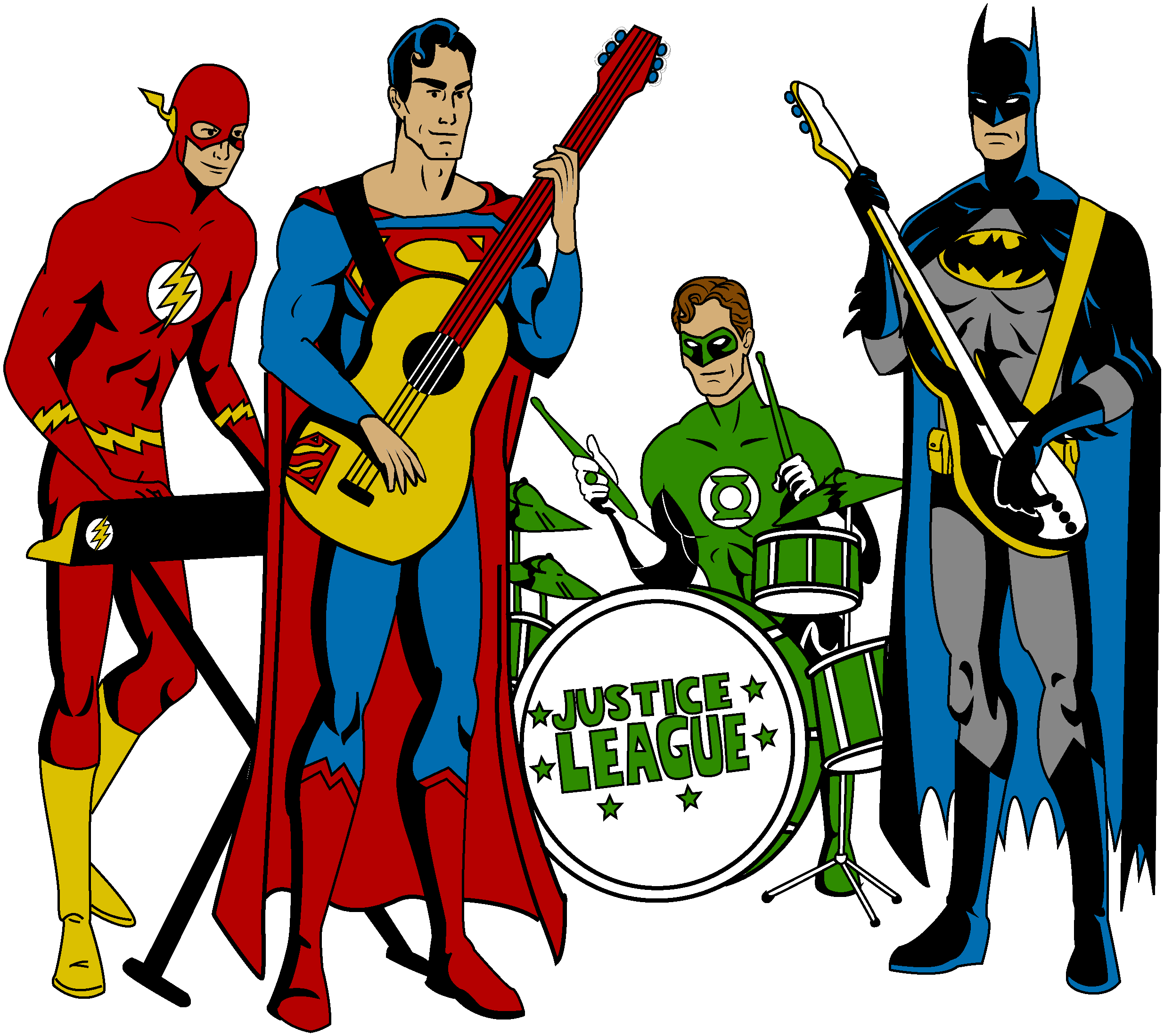 Free Superhero Clipart Image - Justice League Rock Band (2510x2224)