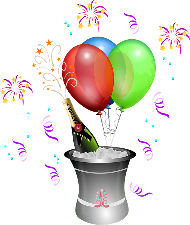 Jubilæum, Balloner, Flaske, Spand, Fest, Champagne - Champagne Bottle Clip Art (609x720)