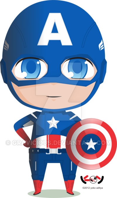 Chibi, Marvel - Cartoon Captain America Vector (400x677)