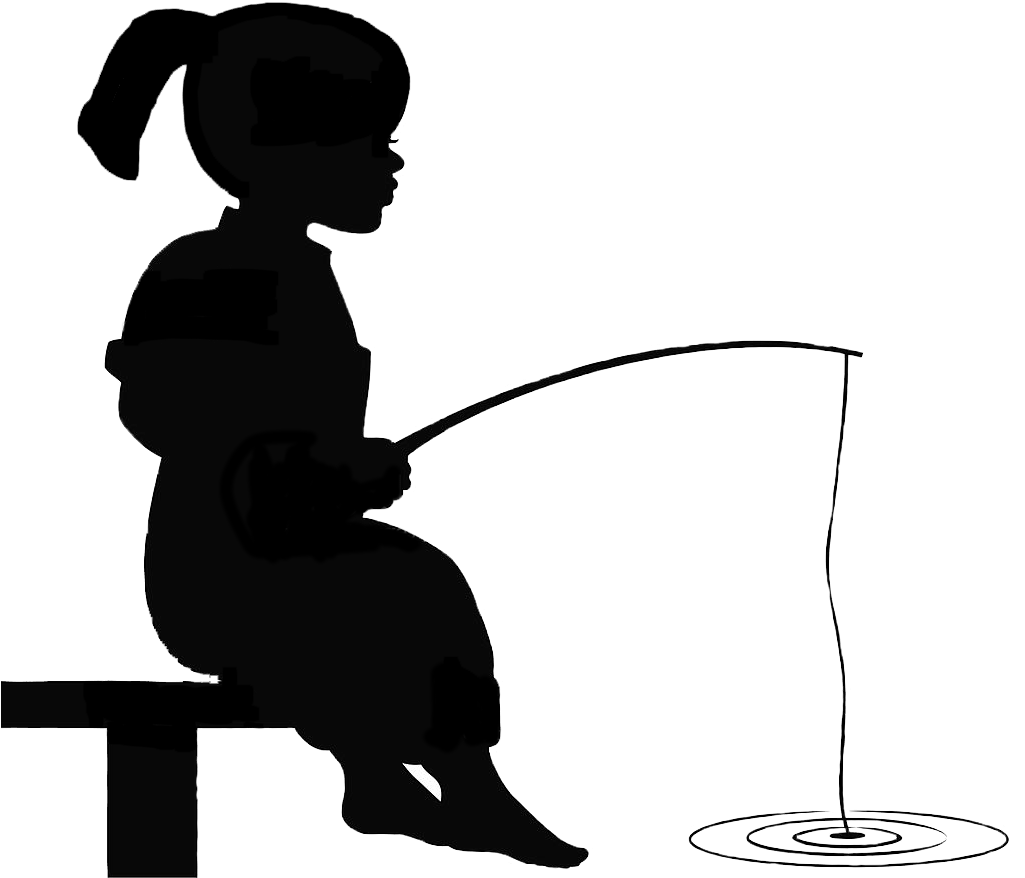Girl Fishing Silhouette - Little Boy Fishing (1024x886)