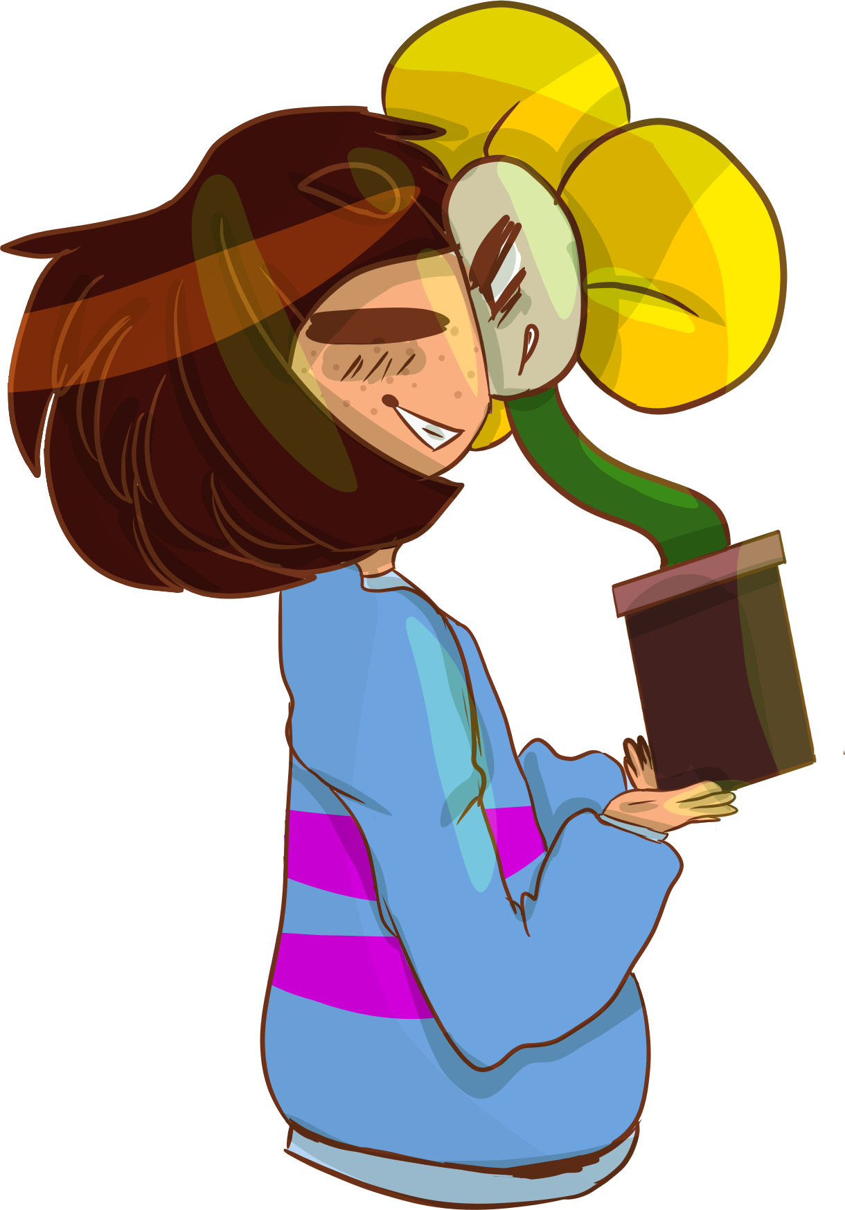 Frisk And Sata I Mean Flowey By Chillgoat-d9i9y8r - Frisk And Flowey Png (1220x1747)