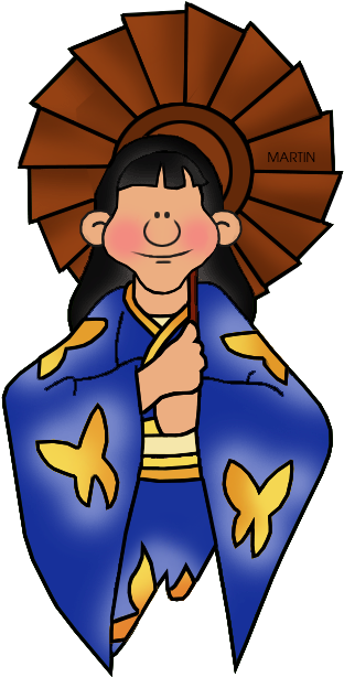 Woman With Umbrella - Japan Clipart By Philip Martin (349x648)