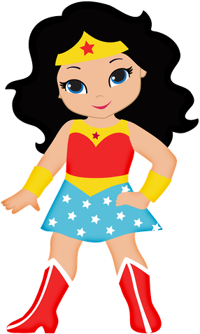 Cute Wonder Woman Clipart - Centros De Mesa De La Mujer Maravilla (286x478)