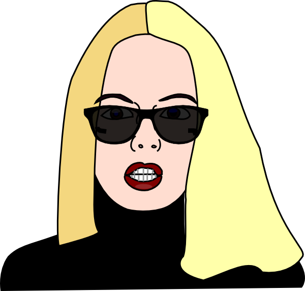 Blonde Haired Women Wearing Sunglasses Svg Clip Arts - Blonde Girl With Sunglasses Cartoon (600x572)