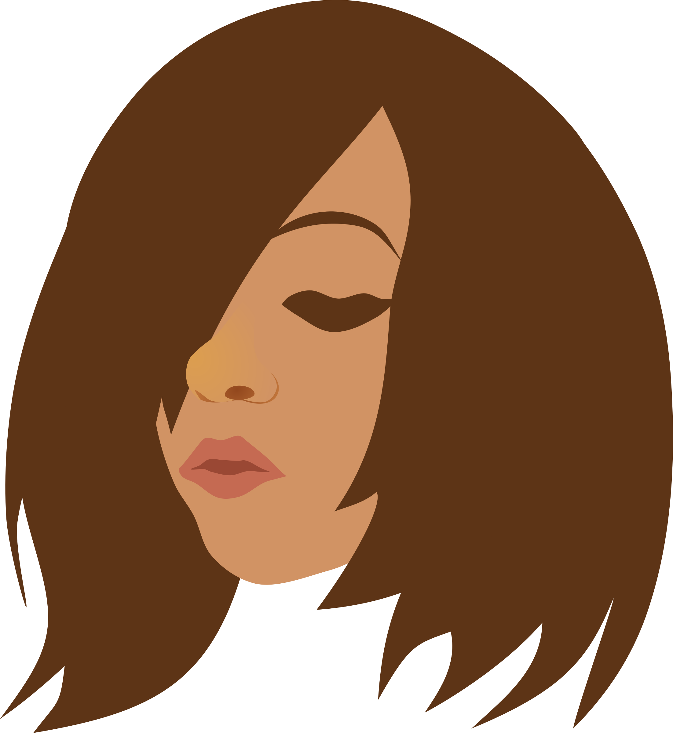 Hair Down Clipart (2203x2400)