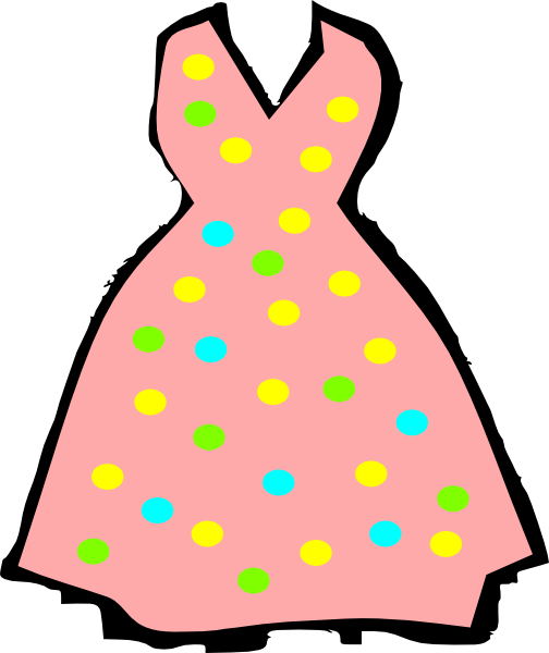 Dress 2 Clip Art At Clker - Dotted Dress Clipart (504x600)
