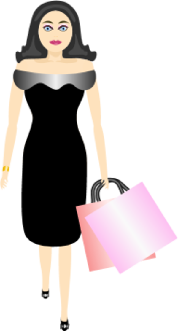 Vector Clip Art - Transparent Female Shopping Clipart (600x1116)
