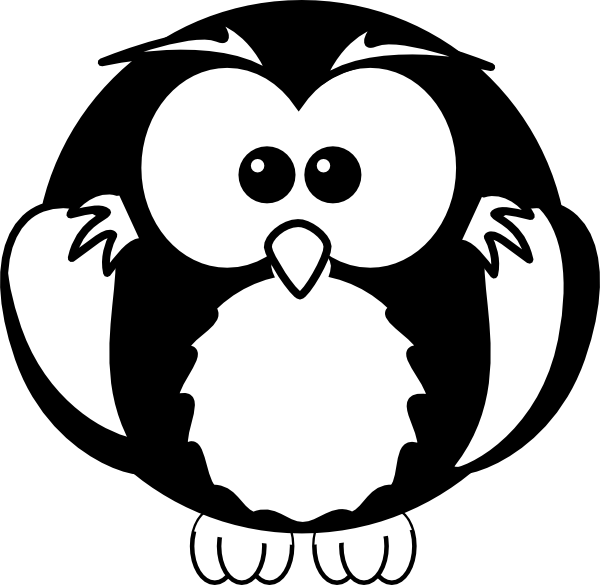 Reading - Owl - Clipart - Black - And - White - Owl Black & White (600x585)