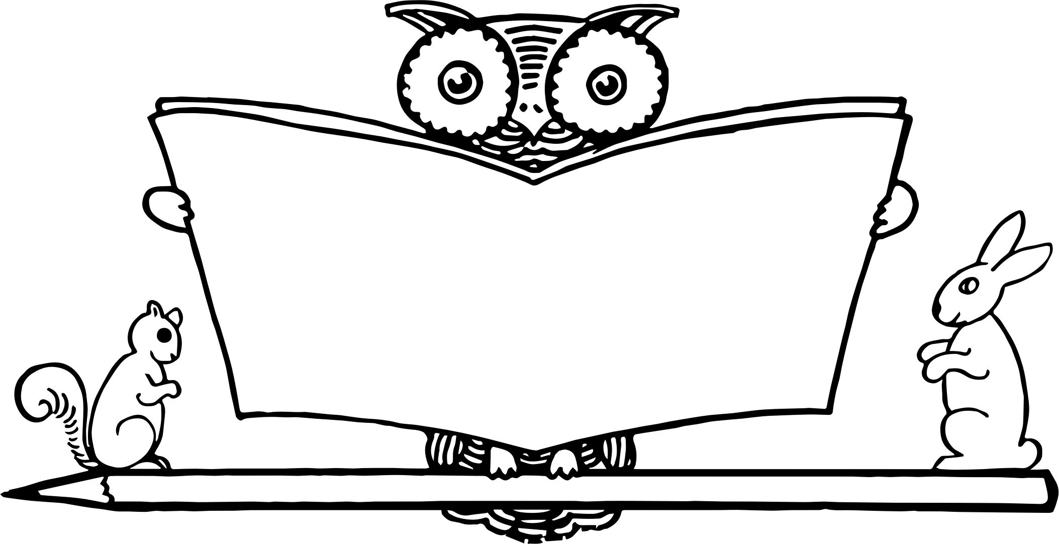 Owl Reading Clipart Black And White - Draw And How To Draw (2107x1082)