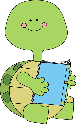 Animals Reading Books Clipart - Turtle Reading Clipart (306x500)