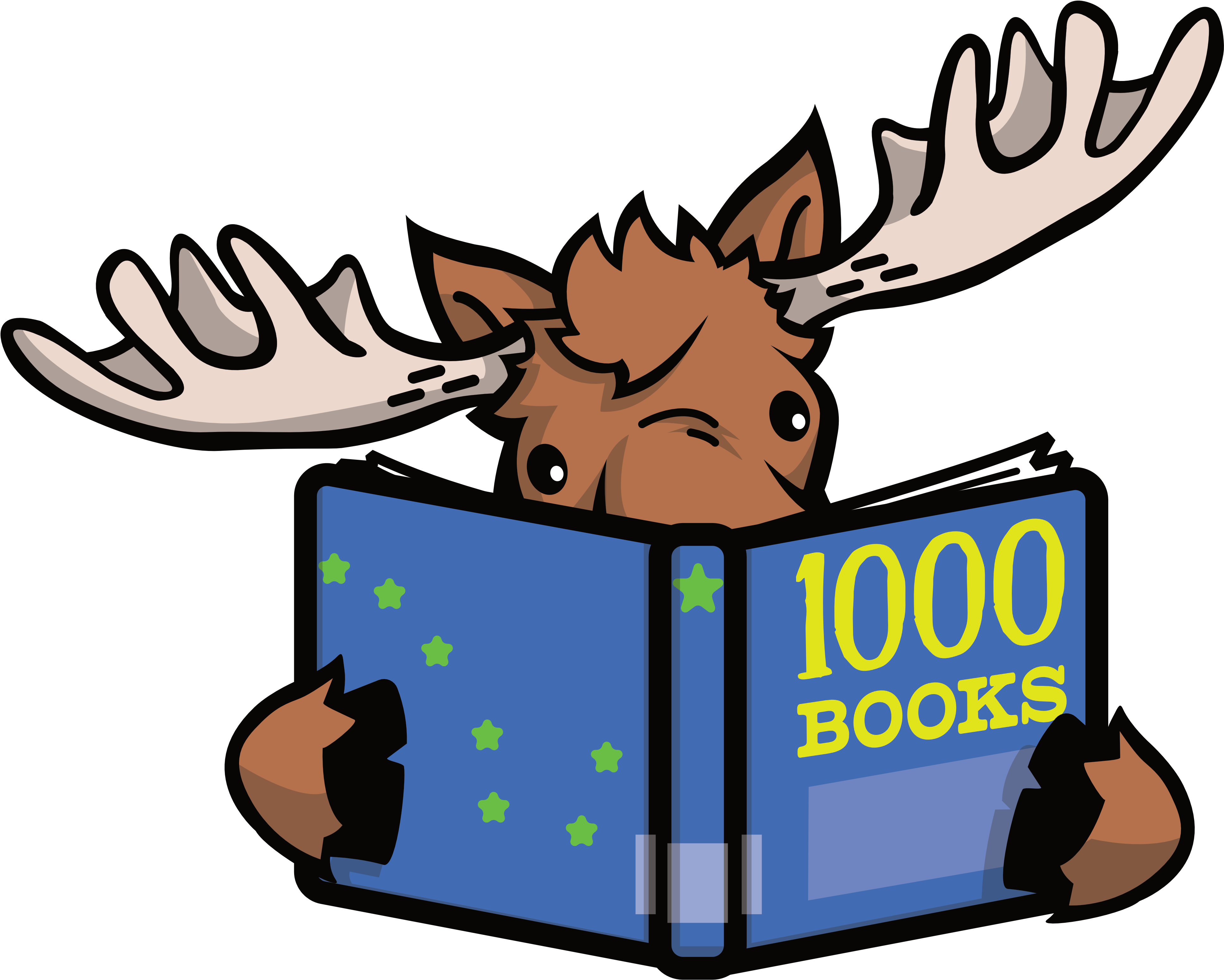 Moose Reading A Book Titled 1,000 Books - Moose Reading Book (4800x3200)
