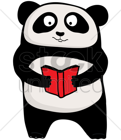 Cute Panda Reading Clipart - Panda Holding A Book (424x600)