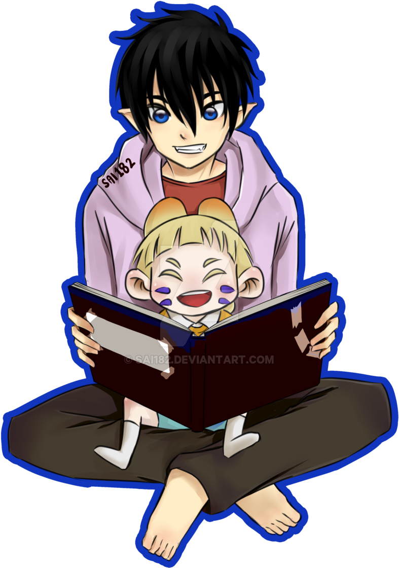 Usamaro X Rin Book Reading By Sai182 - Cartoon (800x1121)