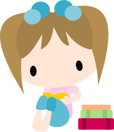 Chibi Girl Reading - Chibi Reading Girl (387x450)