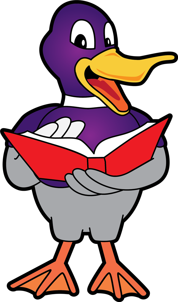 Duck Reading A Book - Ducks At School Cartoon (600x1018)