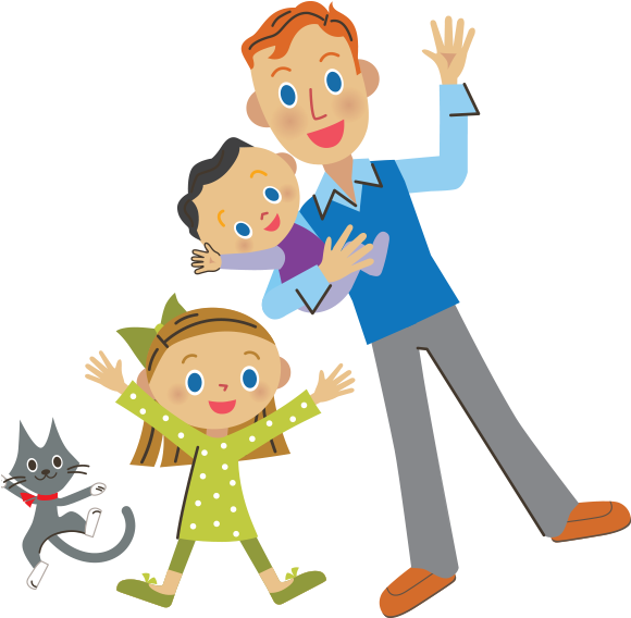 Dad With Kids And Cat - Child (600x600)