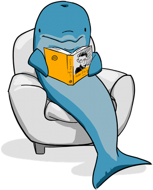 Dolphin Clipart Reading - Dolphin Reading A Book (337x400)