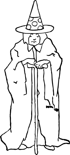 Free Vector Old Witch Clip Art - Outline Of A Witch (270x596)