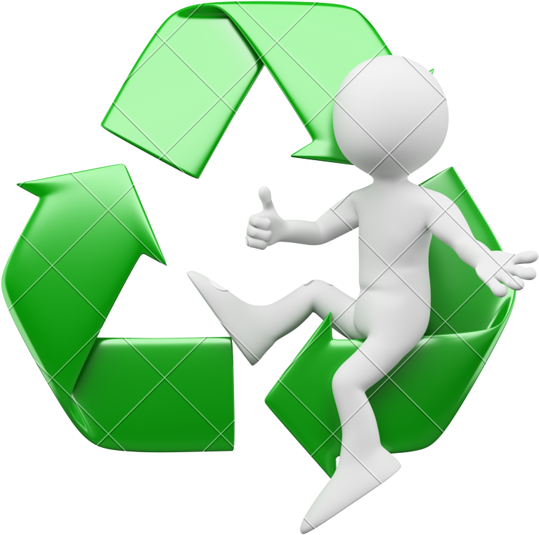 3d Man Sitting In The Recycling Symbol - Recycling Symbol Mit Männchen (800x800)