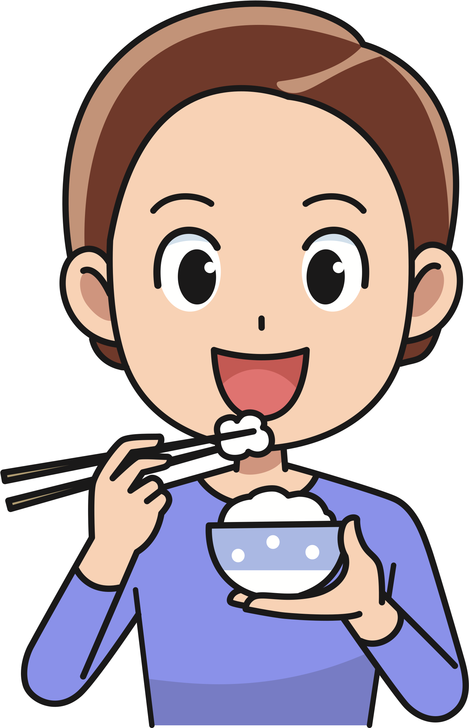 Clipart - Man Eating Rice Cartoon (1556x2400)