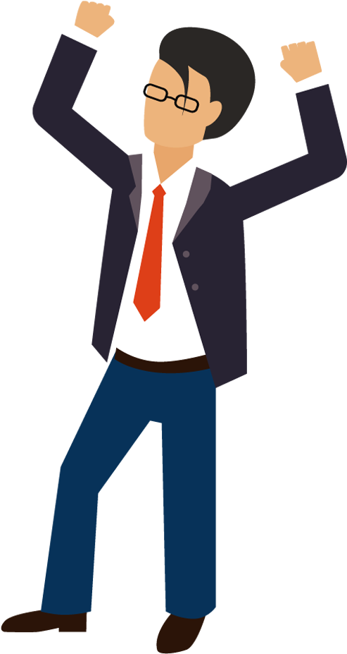 Hands Up Clipart Png - Cartoon Man With Hands Up (500x930)