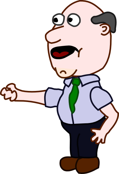 Bald Fat Man Clip Art At Clker - Holding A Pen Clipart (408x597)