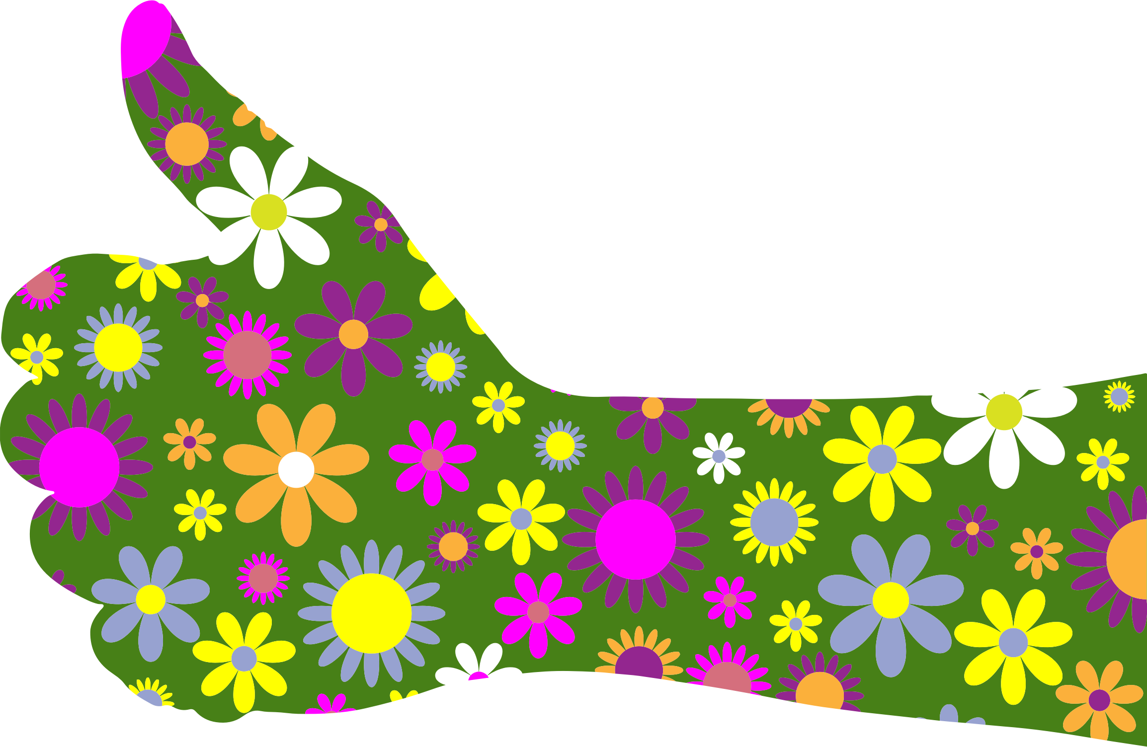Retro Floral Thumbs Up Arm - Thumbs Up Flowers (2308x1504)