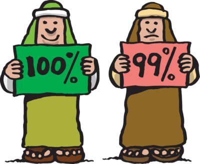 Two Men Holding Signs - 100 Percent Clip Art (400x327)