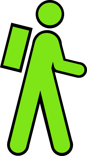 Stick Man Green Clip Art - Stick Figure With Backpack (330x594)
