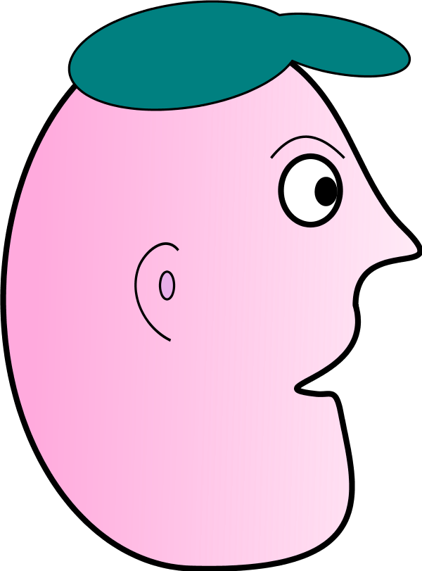Cartoon Man Face Profile Wearing Cap - Face (600x811)