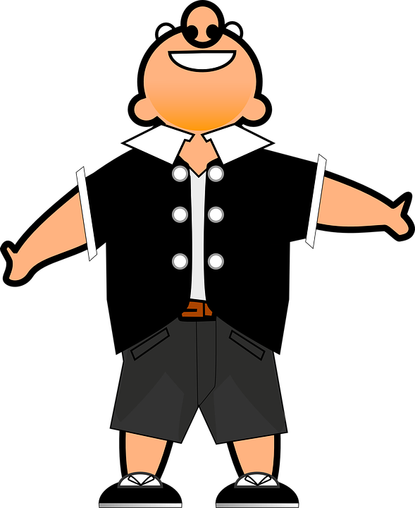 Shorts Man, Happy, Laughing, Suit, Fat, Cartoon, Comic, - Cartoon Happy Man (589x720)