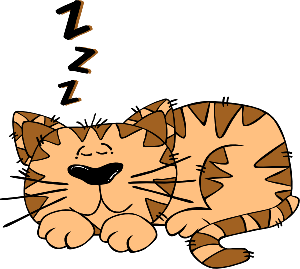 Fat Cat Clip Art - Cat Sleeping Clipart (600x537)