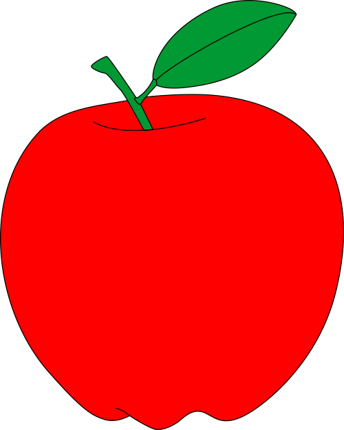 Red Apple With Green Leaf Free Vector Clipart - Transparent Background Apple Clipart (500x624)