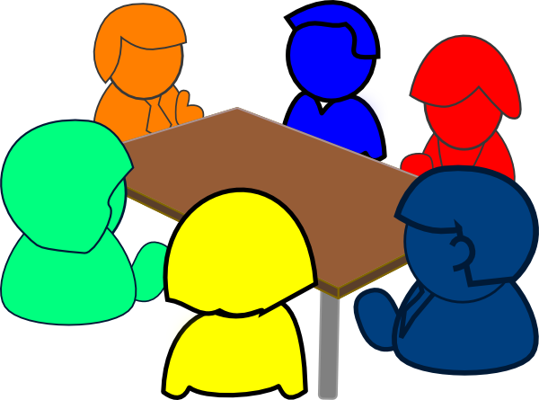 Meetings Clipart - Table Talk Clip Art (600x445)