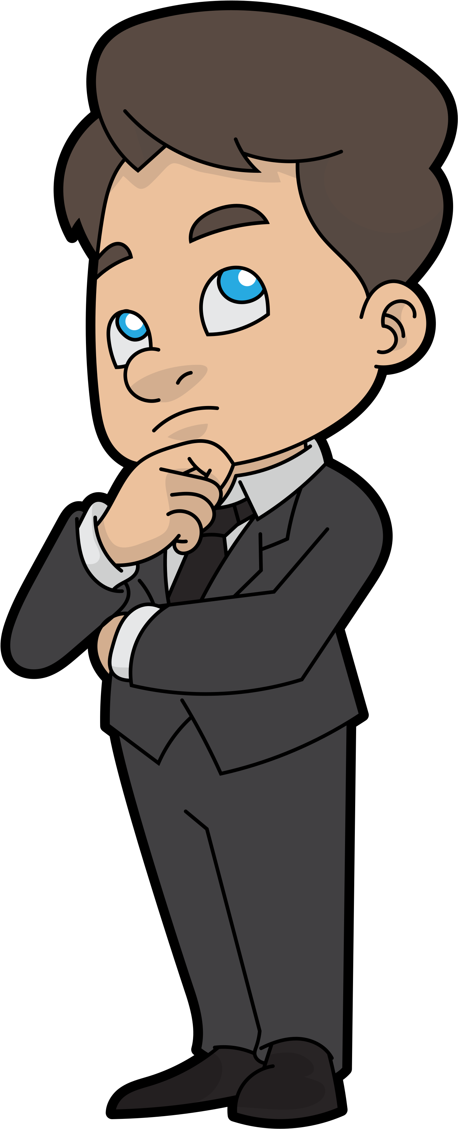Thinking Cartoon Businessman - Thinking Businessman Clipart Png (2000x3897)