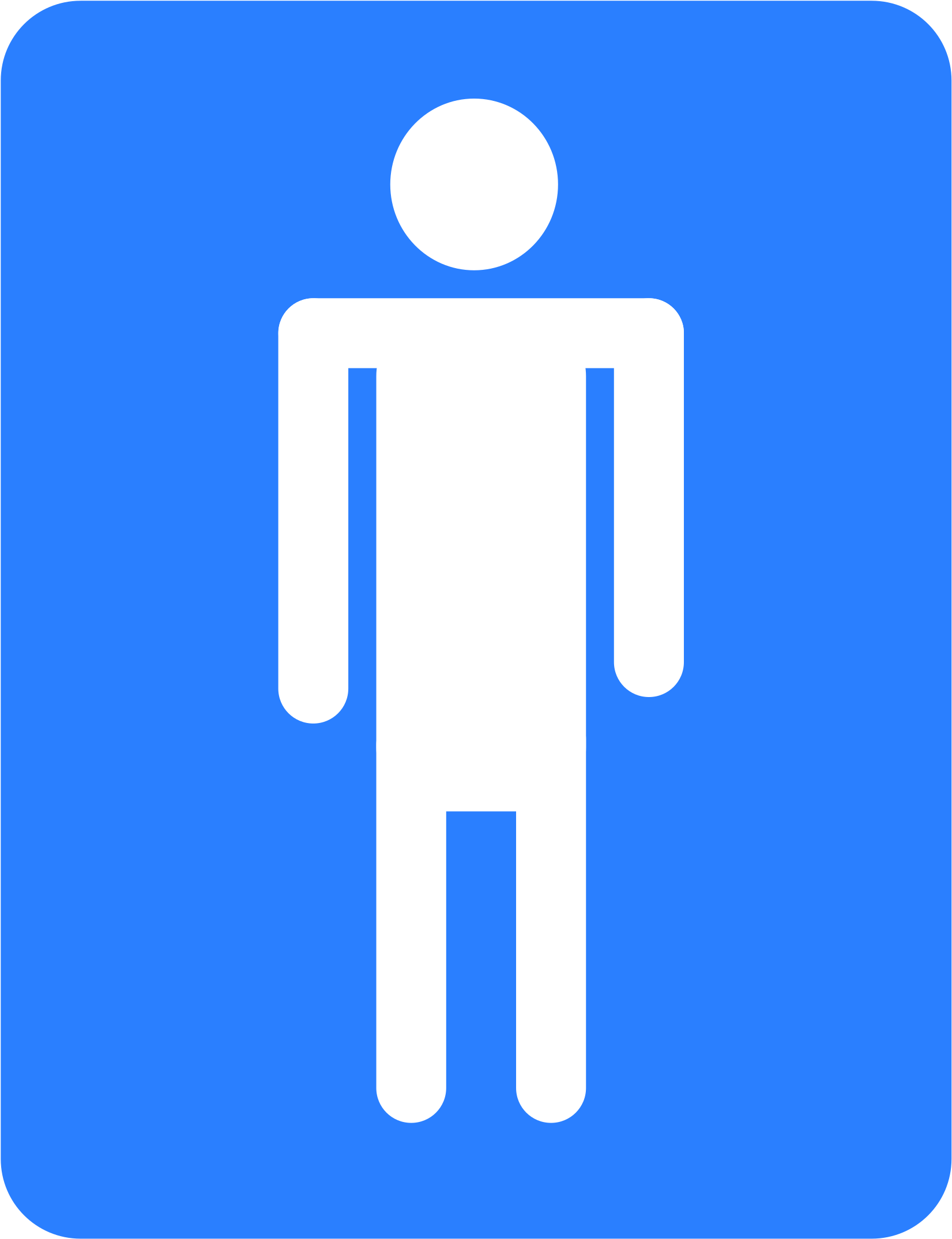 Men Bathroom Clip Art - Male Toilet Sign Blue (1855x2400)
