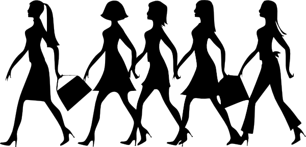 Human Walking Cliparts - Women Walking In Line (600x288)