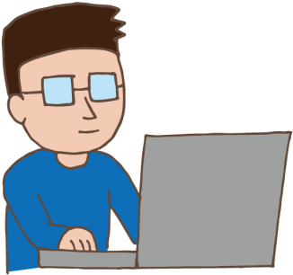 Young Man Using Laptop - Clip Art (595x842)