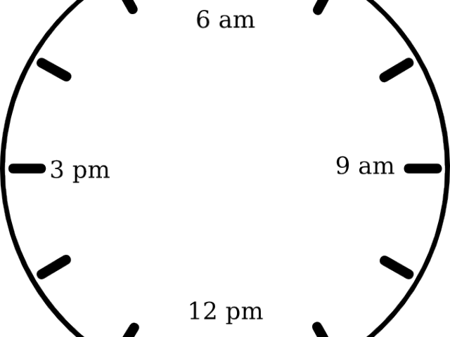 Clock Clipart 6 Am - Black And White Clock Clipart (640x480)